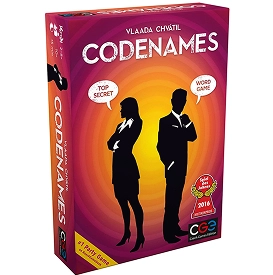 Doos van het bordspel Codenames met silhouetten van agenten