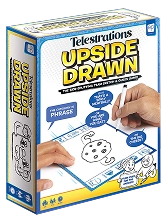 De doos van het bordspel Telestrations Upside Drawn, waarbij woorden worden getekend en geraden
