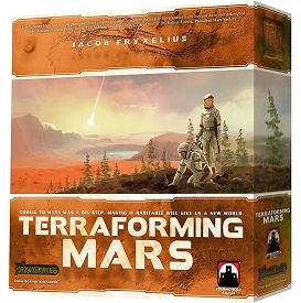 De doos van het bordspel Terraforming Mars over de kolonisatie van Mars